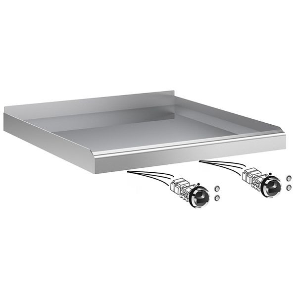 Gastro-Inox drop-in grillplaat met bakoppervlak van RVS, 1/2 glad-1/2 geribbeld, 60cm, 160.539