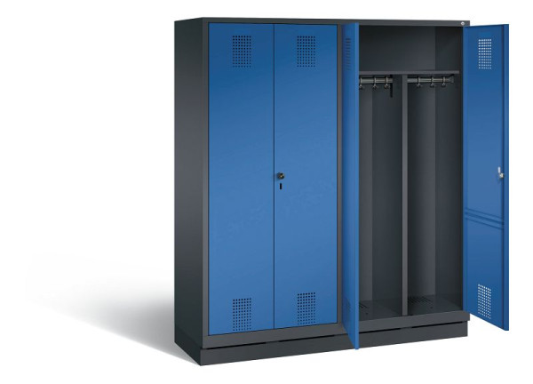 C+P zwart wit kastje Evolo, H1800xW1590xD500mm, kleur: zwart grijs / gentiaanblauw, 48022-42 S10046
