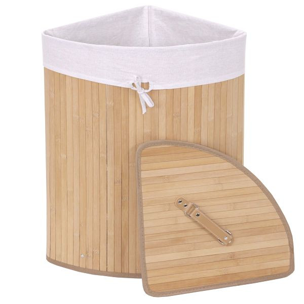 Mendler hoekwasmand HWC-C21, Wasmand wasmand wasmand, bamboe 61x48x35cm 50l, natuurlijke kleur, 61139