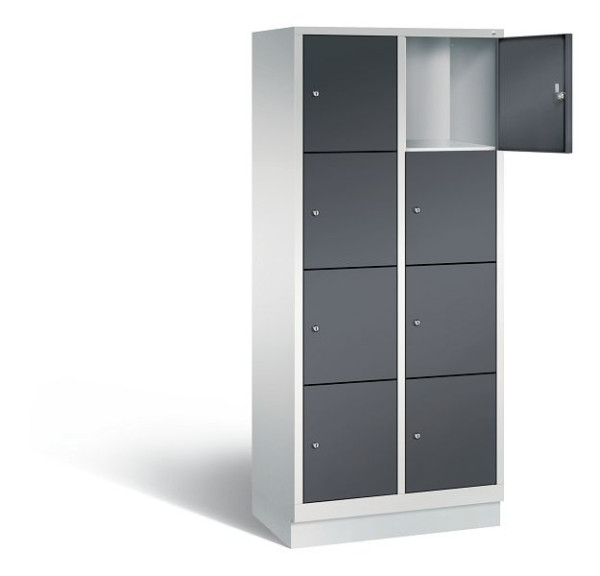 C+P lockerkast Evolo, H1800xW810xD500mm, kleur: lichtgrijs / zwartgrijs, 48020-224 S10047