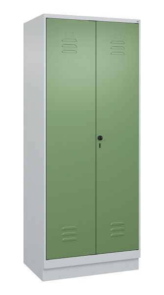 C+P Mehrzweckschrank Classic PLUS, Putzmittel-Spind, Sockel, 2 Abteile, 1950x800x500mm, 7035/6011, Drehriegel, 080120-02 S10006