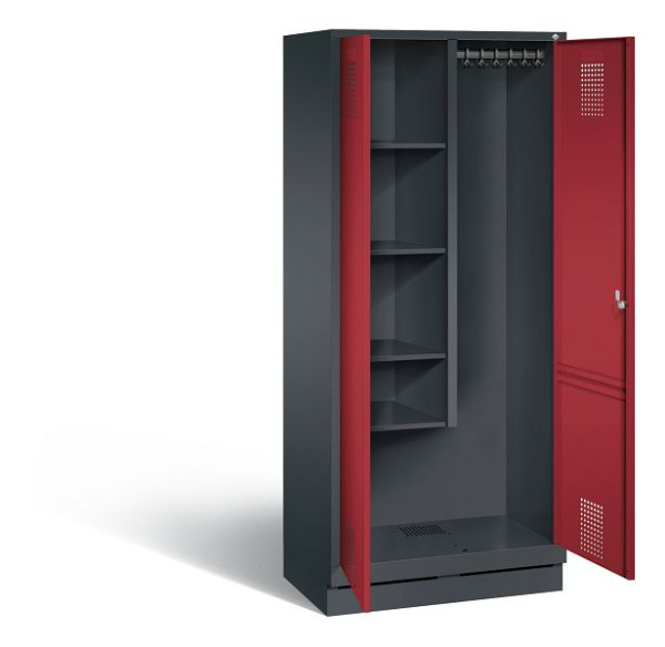 C+P reinigingsmiddelenkast Evolo, H1800xW810xD500mm, kleur: zwartgrijs/robijnrood, 48120-02 S10129
