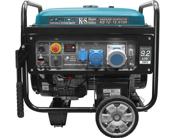 Könner & Söhnen 9200W benzine E-start stroomgenerator, 1x63A(230V)/1x32A(230V)/1x16A(230V), 12V, ATS aansluiting, spanningsregelaar, display, KS 12-1E ATSR