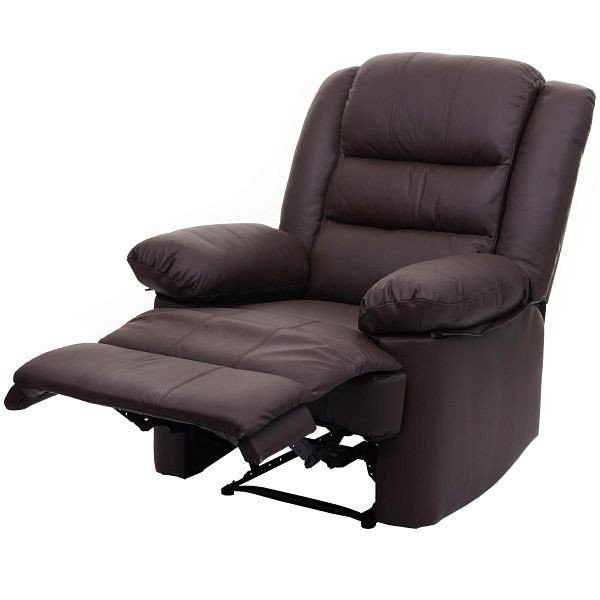 Mendler TV-fauteuil HWC-G15, relaxfauteuil ligfauteuil, leer + kunstleer 101x87x100cm, bruin, 70842+70843