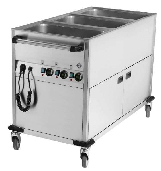 A&S Gastro Bain-Marie wagen verrijdbaar 3x GN 1/1, 1300x650x900 mm, BMPK 3120 CSH