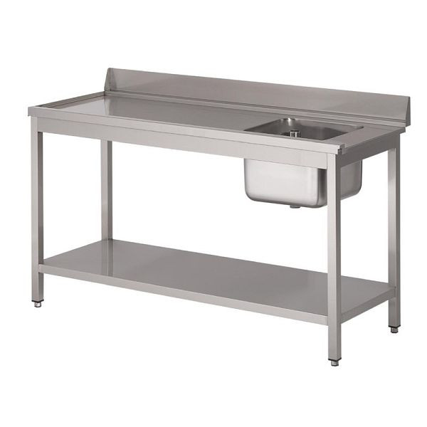 Gastro M spoelbak voor vaatwasser kleine wasbak rechts 140cm lang, DS463