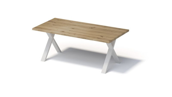 Bisley Fortis tafel Regular, 2000 x 1000 mm, rechte rand, geolied oppervlak, X-frame, oppervlak: naturel / frame kleur: verkeerswit, F2010XP396