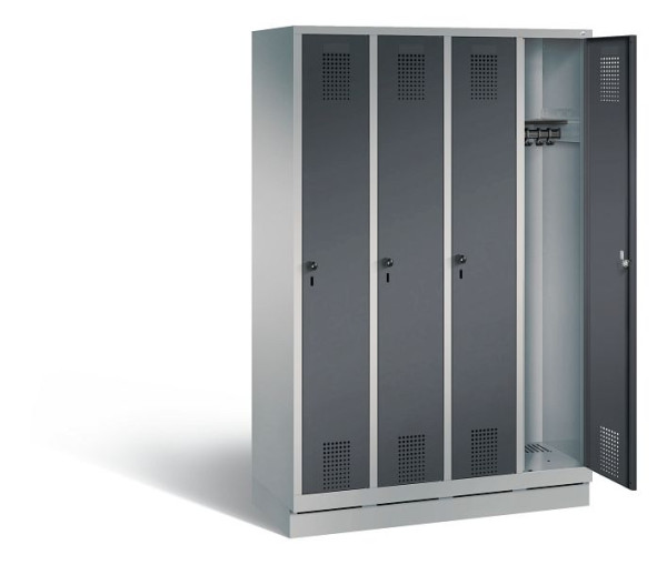 C+P garderobe Evolo, H1800xW1190xD500mm, kleur: wit aluminium / antracietgrijs, 48020-40 S11037