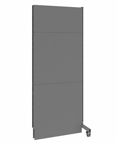 DENIOS mobiele akoestische scheidingswand, opzetpaneel, B 1000, H 2500 mm, eenzijdige akoestische geperforeerde plaat, grijs, 293078