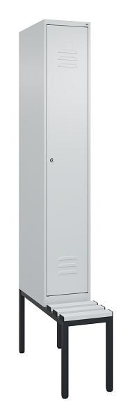 C+P luierkastje Classic PLUS met middenwand, bank, 2120x300x815mm, 7035/7035, cilinderslot, 0800507-10F S10024