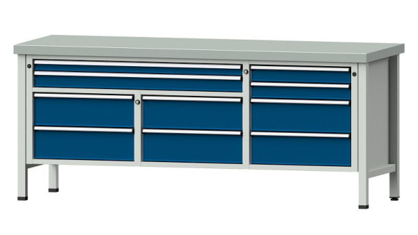 ANKE werkbanken kistwerkbank, model 285 V, 2000 x 700 x 850 mm, RAL 7035/5010, ZBP 50 mm, 304.594