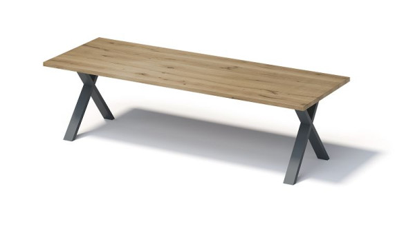 Bisley Fortis tafel Regular, 2800 x 1000 mm, rechte rand, geolied oppervlak, X-frame, oppervlak: naturel / frame kleur: antracietgrijs, F2810XP334