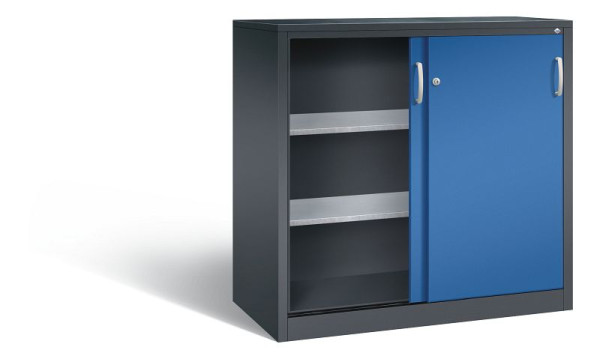 C+P schuifdeurkast Acurado, H1200xB1200xD600mm, kleur: zwartgrijs / gentiaanblauw, beugelgreep, 2067-09 S10033