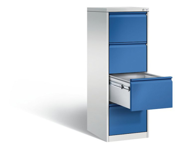 C+P hangarchiefkast Acurado, H1357xB433xD590mm, kleur: lichtgrijs / gentiaanblauw, handgreep, 12434-311 S10007