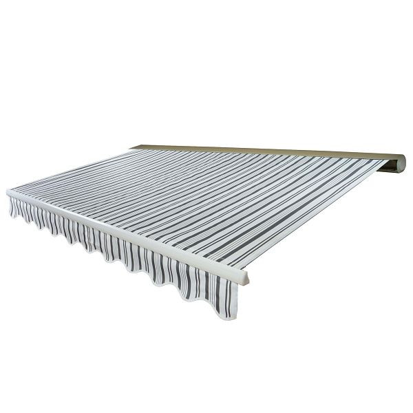 Mendler elektrische cassetteluifel T122, volledige cassette volant 4x3m, polyester grijs/wit, 36160+34295+34432+34360