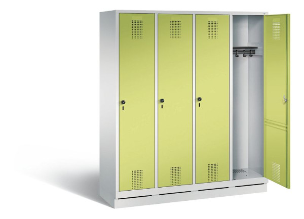 C + P Evolo garderobe, H1800xB1590xD500mm, kleur: lichtgrijs / virid groen, 48020-42 S10558