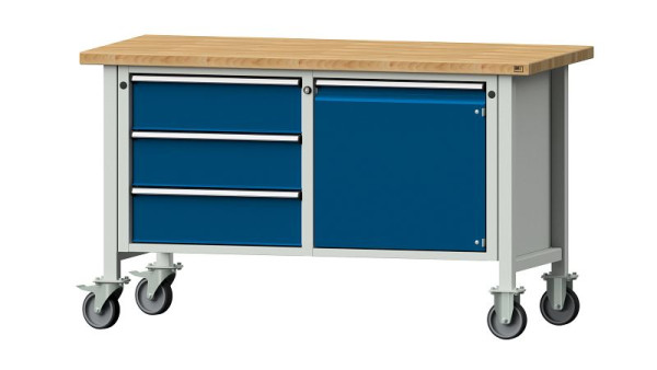 ANKE werkbanken kistwerkbank, model 106 V, 1500 x 700 x 890 mm, RAL 7035/5010, BMP 40 mm, verrijdbaar, 305.597
