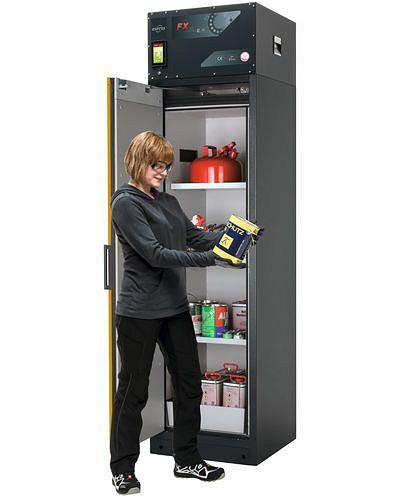 asecos Custos brandwerende circulatiekast gevaarlijke stoffen, gele deur, 3 planken, deuraanslag links, type A-63, 248469
