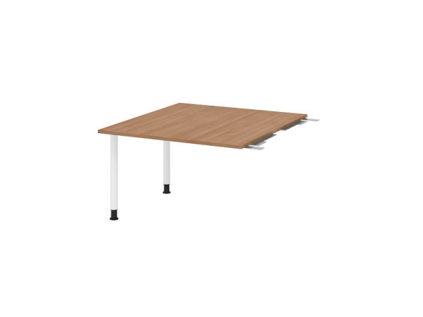Hammerbacher tussenplaat VKT, kleur tafelblad: walnoot, blad: 1200 x 1300 x 25 mm, ronde buisvoet wit, werkhoogte: 720 - 740 mm, VKT12C/N/W