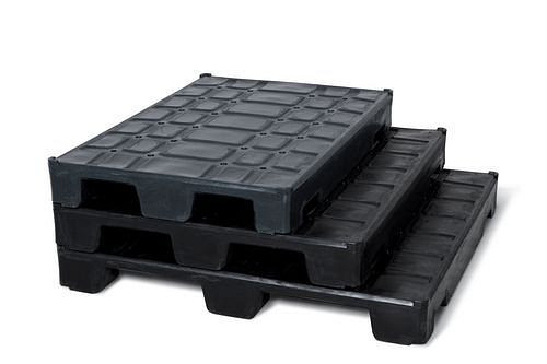 DENIOS Polyethylen-Palette PE 1212, Extra-Duty, mit 9 Füßen, schwarz, 1200 x 1200 x 150 mm, 193491