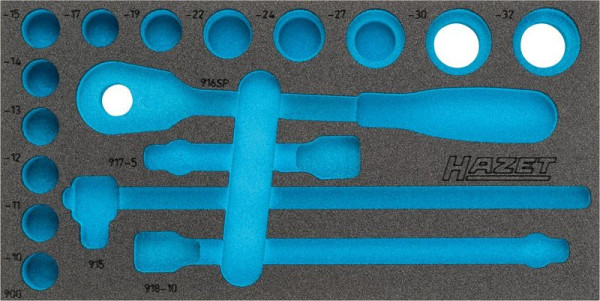 Hazet 2-componenten zachtschuiminleg, voor 906, afmetingen/lengte: 342 mm x 172 mm Organisatiesysteem maat: 1/3 (342 x 172 mm), 163-358L