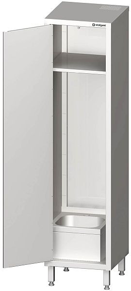 Stalgast hoge kast diepte 500 mm, hoogte 2000 mm, met spoelbak voor het reinigen van keukengerei, gelast
