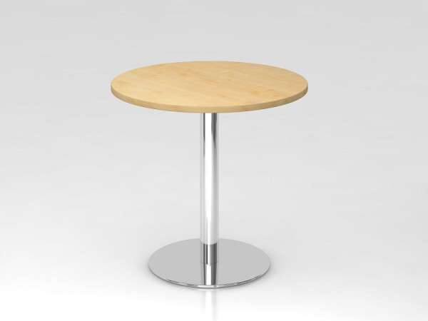 Hammerbacher vergadertafel 80cm rond esdoorn/chroom, verchroomd frame, VSTF08/3/C