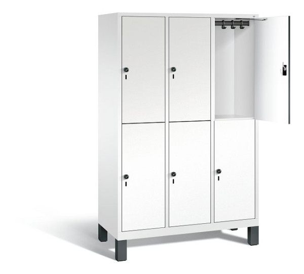 C+P locker 2-laags Evolo, H1850xB1200xD500mm, kleur: verkeerswit / decor wit, 48310-32 S10306