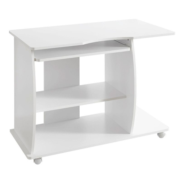 Wohnling computertafel DIANA oprolbaar wit 90 x 71 x 50 cm met toetsenborduitschuifbaar, WL1.152