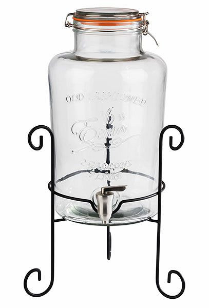 APS drankdispenser, Ø 27 cm, hoogte: 50,5 cm, 7 liter, glazen container, RVS kraan, metalen frame, zwart, 10409