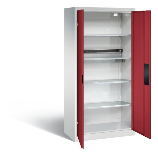 C+P accu laadkast serie 89, H1950xW930xD500mm, kleur: lichtgrijs/robijnrood, verzonken handgreep, 8921-05E1 S10011
