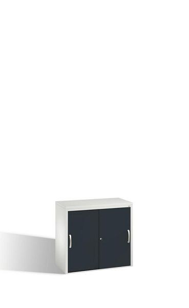 C+P dressoir met schuifdeuren Acurado, H720xB800xD400mm, kleur: lichtgrijs/zwartgrijs, beugelgreep, 2 niveaus, 5722-00 S10124