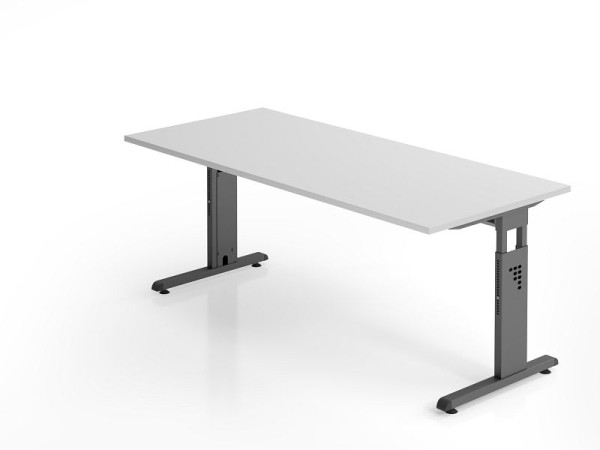 Hammerbacher bureau OS19, 180 x 80 cm, blad: grijs, 25 mm dik, 2 mm ABS rand, rechthoekige vorm, VOS19/5/G