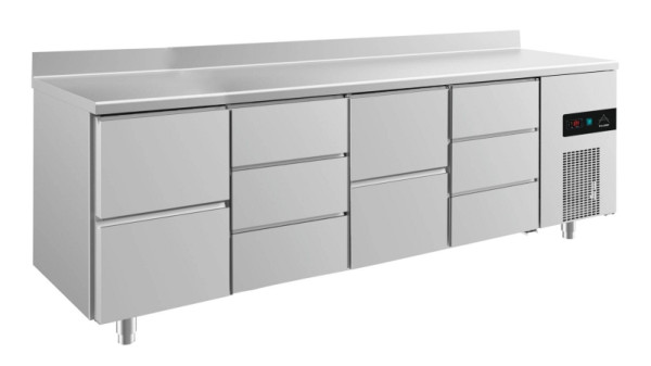 A&S Polarny koeltafel -2 tot +8°C met 2x twee laden en 2x drie laden middenlinks+rechts, 2330 x 700 x 850 mm, met opstand, KT4ZDZDA