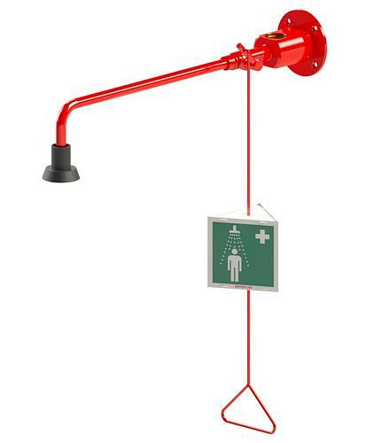 B-SAFETY lichaamsdouche, rood, wandmontage, 5/4" voor circulatie, DVGW, 306264