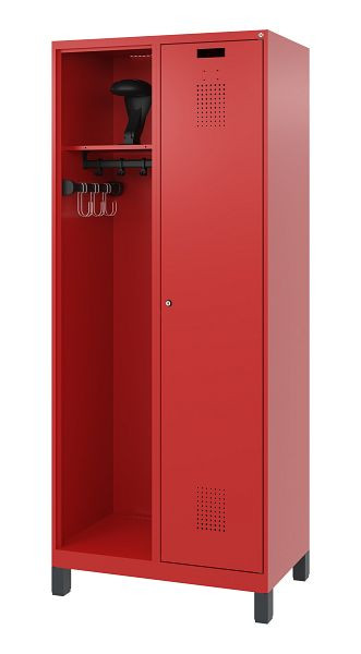 C+P brandweerkast Evolo, model KOMBI, 2 compartimenten, H1950B800T500 mm, vuurrood, voeten, 0494015-16 S10008