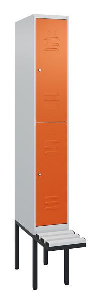 C+P dubbeldekskast Classic PLUS, 2120x300x815mm, 7035/2004, cilindersloten, met basisframe en zwevende zitting, 0803407-10 S10185