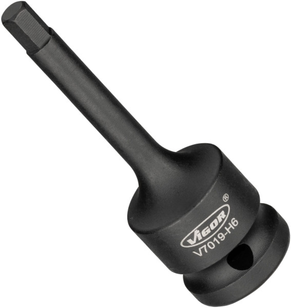 VIGOR slagmoersleutel schroevendraaier bit, hol vierkant 12,5 mm (1/2 inch), binnenzeskant profiel, 6 mm, V7019-H6