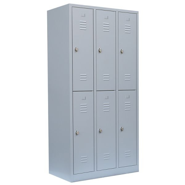 Lüllmann XL kledingkast, 3 vakken, dubbeldekker, H 1950 x B 885 x D 500 mm, lichtgrijs, 521230