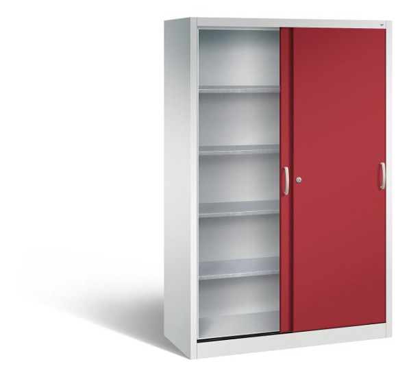 C+P schuifdeurkast Acurado, H1950xB1200xD500mm, kleur: lichtgrijs/robijnrood, 2059-002 S10015