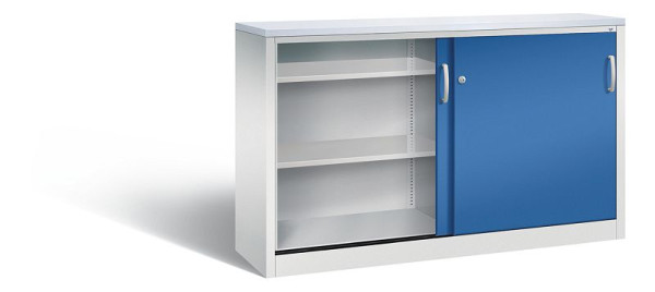 C+P dressoir met schuifdeuren Acurado, H1000xB1600xD400mm, kleur: lichtgrijs / gentiaanblauw, beugelgreep, 2146-00 S10124