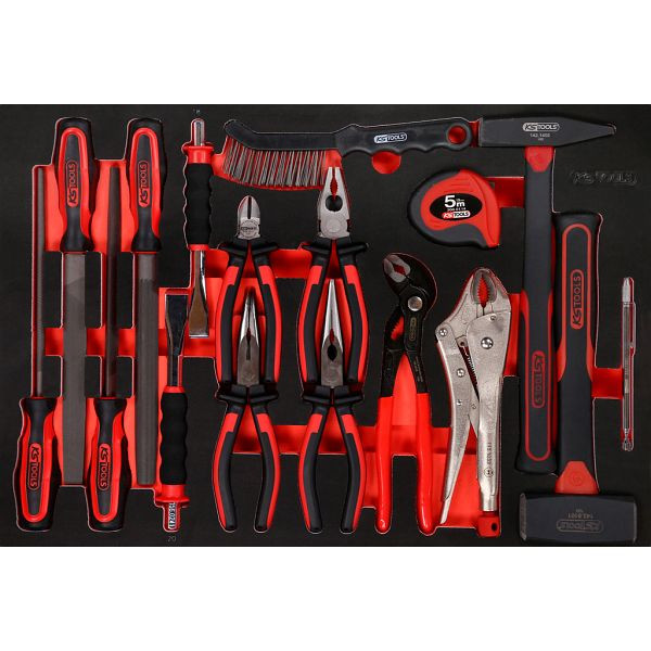KS Tools PERFORMANCEplus gereedschapsset, 17-delig, tang, hamer en beitel, 811.0017