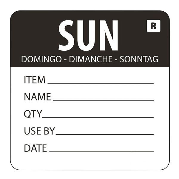 Vogue kleurcode sticker zondag, VE: 500 stuks, L072