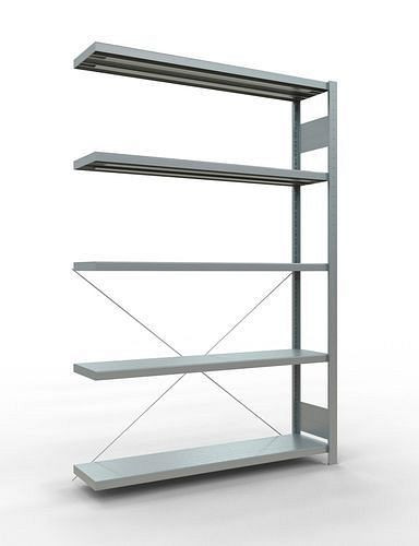 Schulte legbordstelling, aanbouwpaneel, 5 opbergniveaus, kruisschoor, vakbelasting 250 kg, 1306 x 336 x 2000 mm, 278758