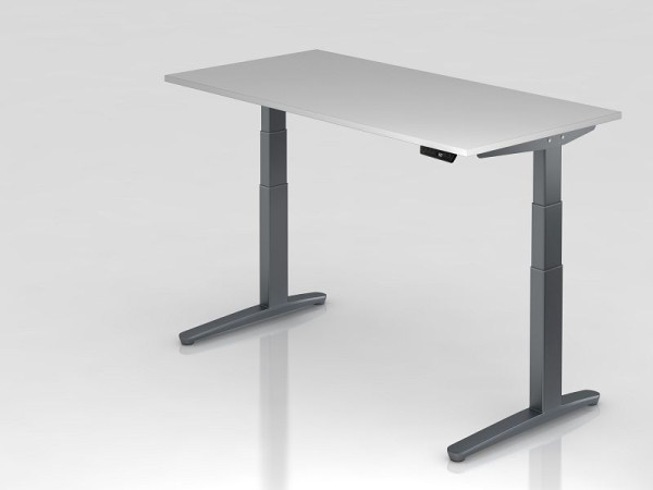 Hammerbacher elektrisch zit-sta bureau 160x80cm grijs/grafiet, rechthoekige vorm, VXBHM16/5/GG