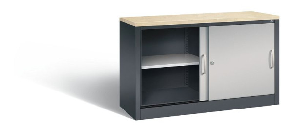 C+P dressoir met schuifdeuren Acurado, H720xB1200xD400mm, kleur: zwart grijs/wit aluminium, beugelgreep, 2 niveaus, 5723-00 S10443