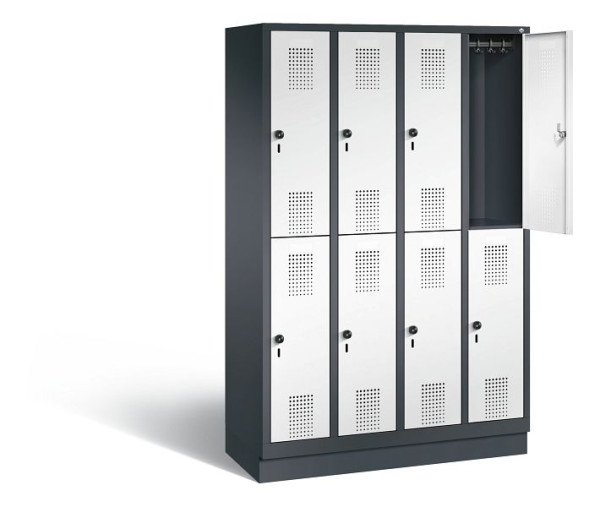 C+P locker 2-laags Evolo, H1800xB1190xD500mm, kleur: zwartgrijs / verkeerswit, 48320-40 S10671