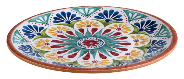 APS bord -ARABESQUE-, Ø 26,5 cm, hoogte: 2 cm, melamine, binnen: decor, buiten: terracotta look, 84685