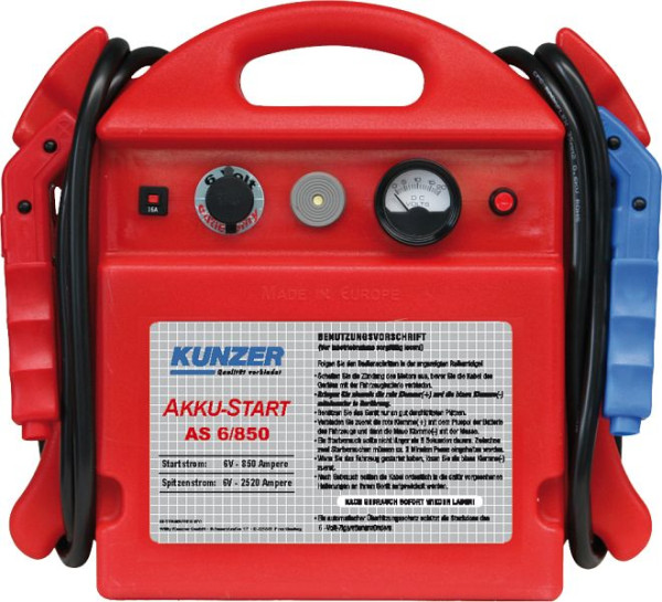 Kunzer accustart, draagbaar 6V 850 A, AS 6/850