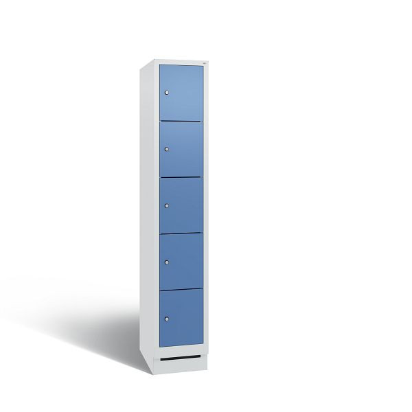 C+P Schließfachschrank Evolo, 5 Fächer, H1800xB320xT500 mm, Grau/Fernblau, 48020-105 S10184